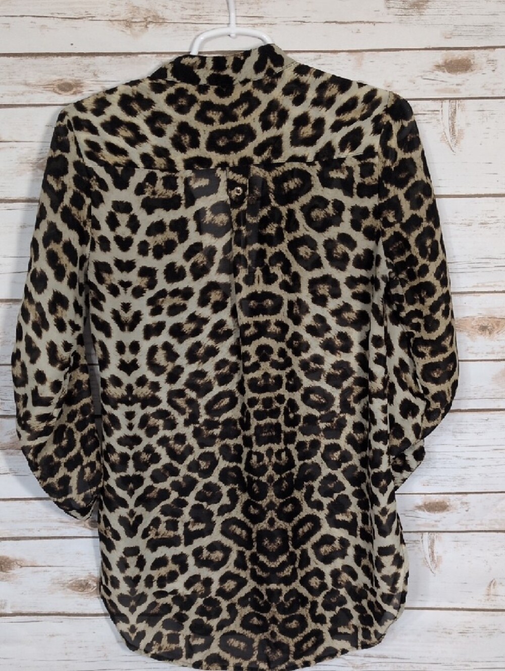 Wishful Park Leopard Print Button-Front Blouse - Black & Tan - Picture 5 of 6